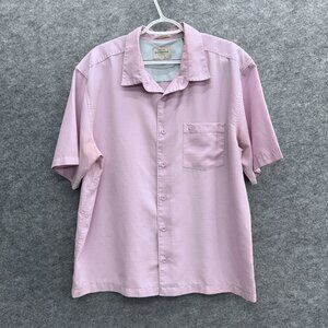 Quiksilver Waterman Men's Button-Up Shirt Comfort Fit, Casual Relaxed, Pink, L